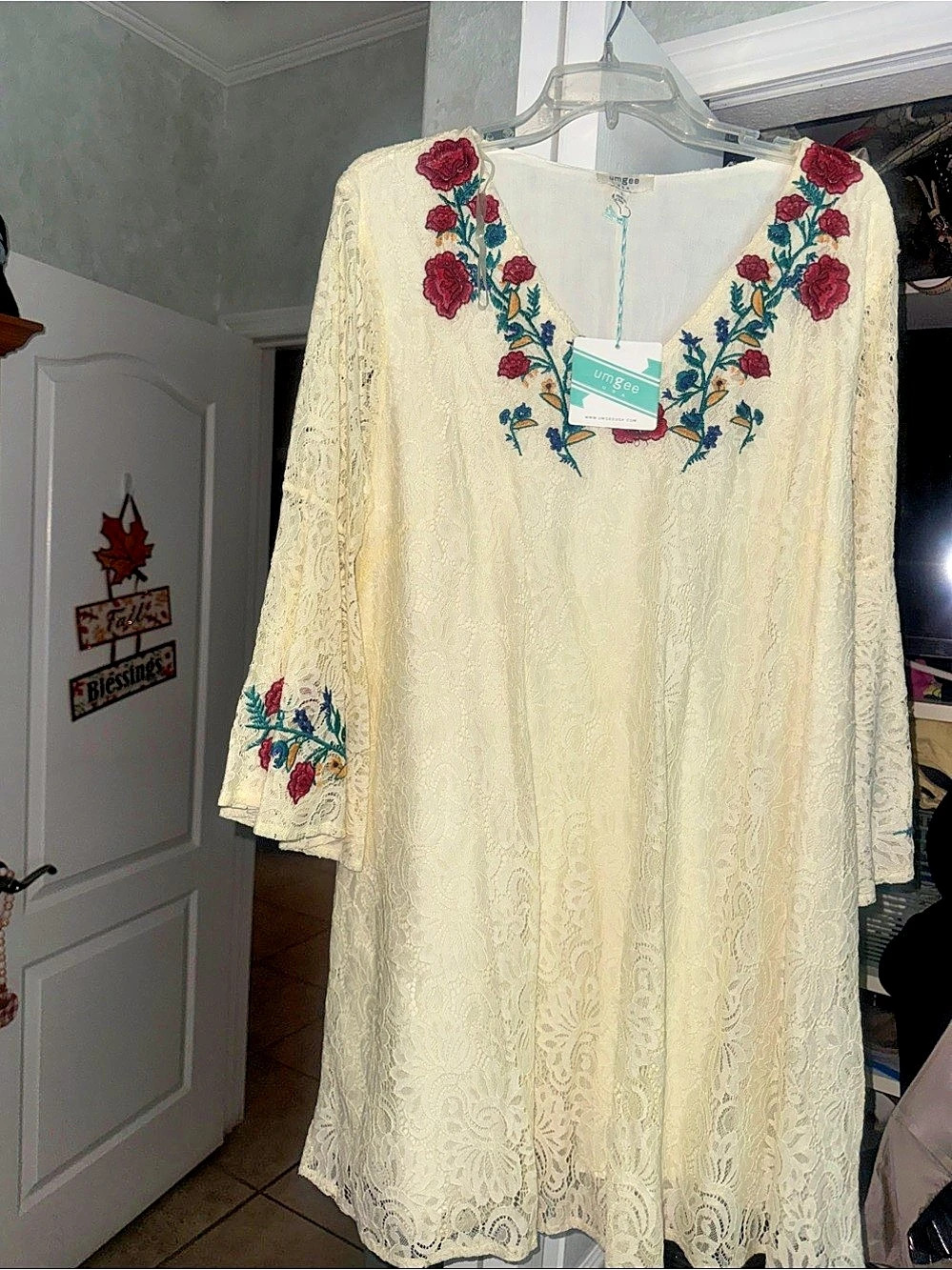 Umgee Floral Embroidered Lace Mini Dress